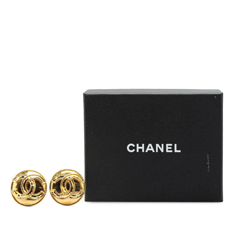 Chanel Vintage Coco Mark Round Earrings Gold