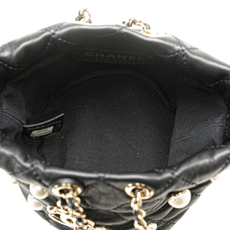 Chanel Pearl Mini Shoulder Bag Black Lambskin