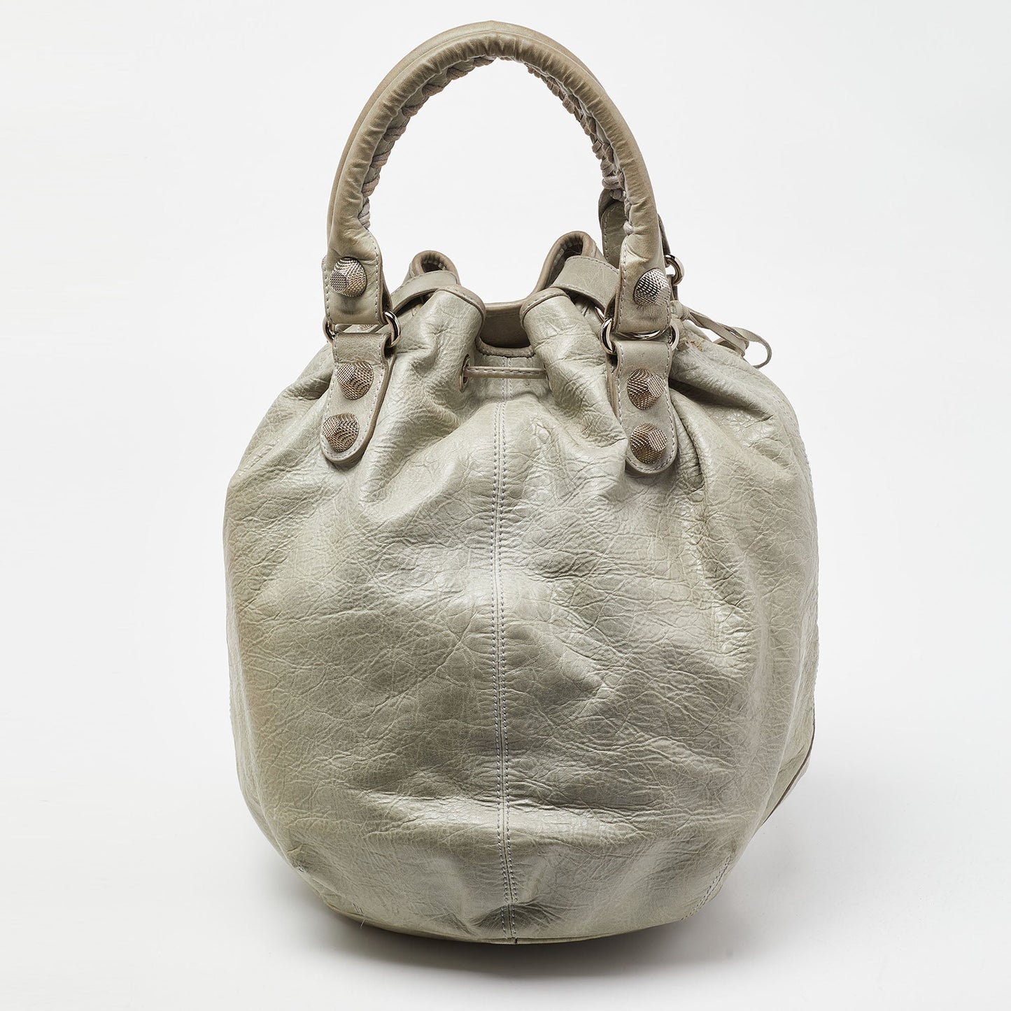 BALENCIAGA Argent Leather GSH Pompon Hobo