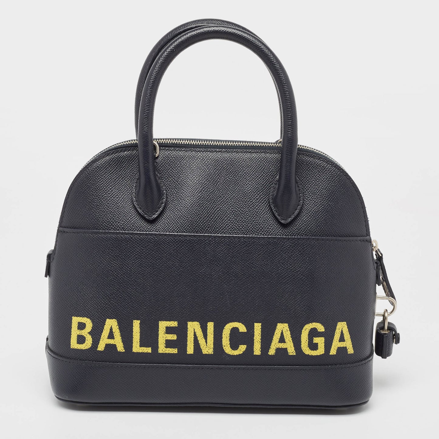 BALENCIAGA Navy Blue Leather Small Ville Bag