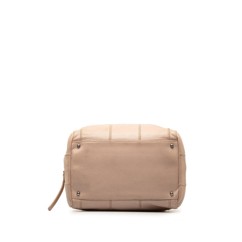 Chanel Caviar Skin Logo Silver Mini Boston Bag