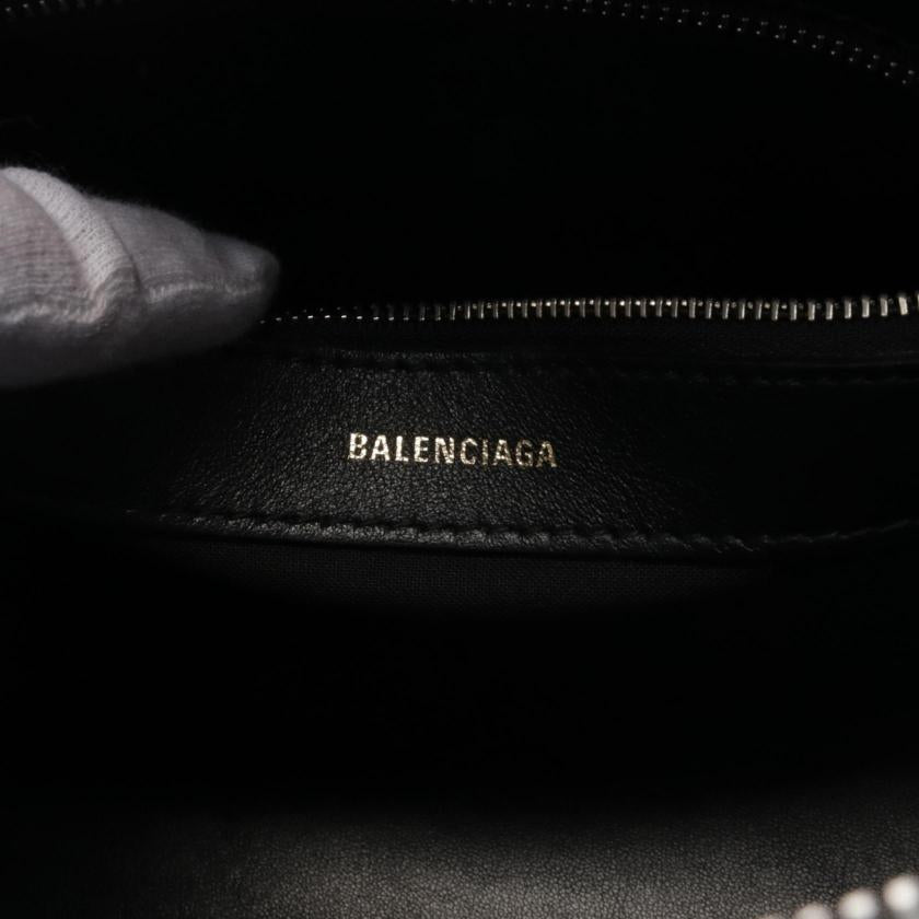 BALENCIAGA VILLE TOP HANDLE S I LOVE TECHNO Handbag Leather Black 2WAY