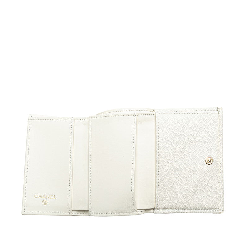 Chanel Caviar Skin Matelasse Coco Mark Rhinestone Wallet