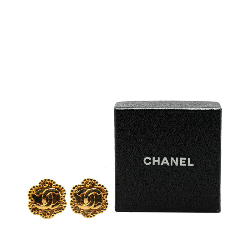 Chanel Vintage Coco Mark Flower Motif Earrings