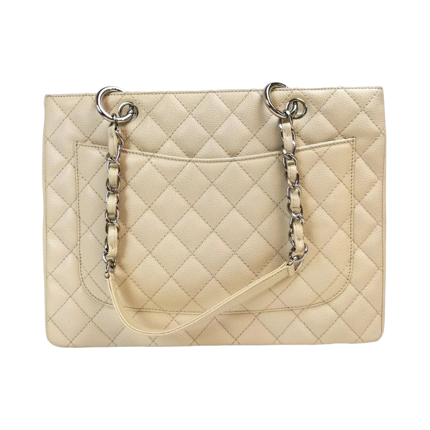 Chanel GST Beige Caviar Silver
