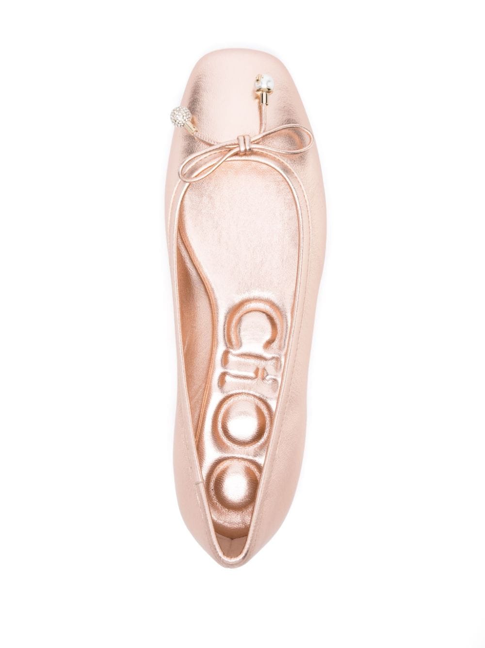 Jimmy Choo Women Elme Flat Metallic Leather Ballet Flats