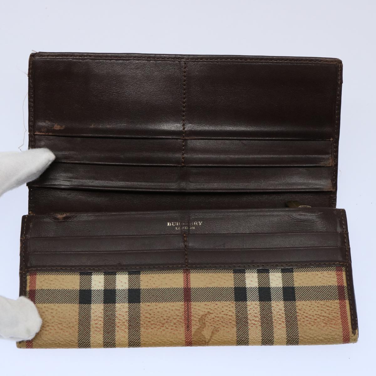BURBERRY Nova Check Wallet Nylon Leather 7Set Beige Black Brown ti1398