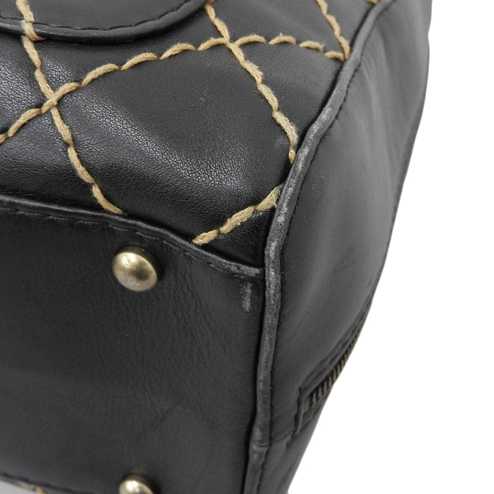 Chanel Wild Stitch Leather Handbag Black