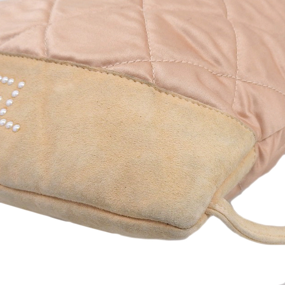 Chanel Satin Logo Backpack Pink Beige