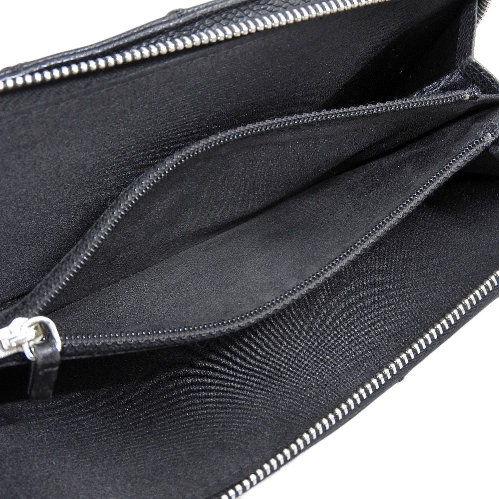 Chanel Leather Round Zipper Long Wallet Black