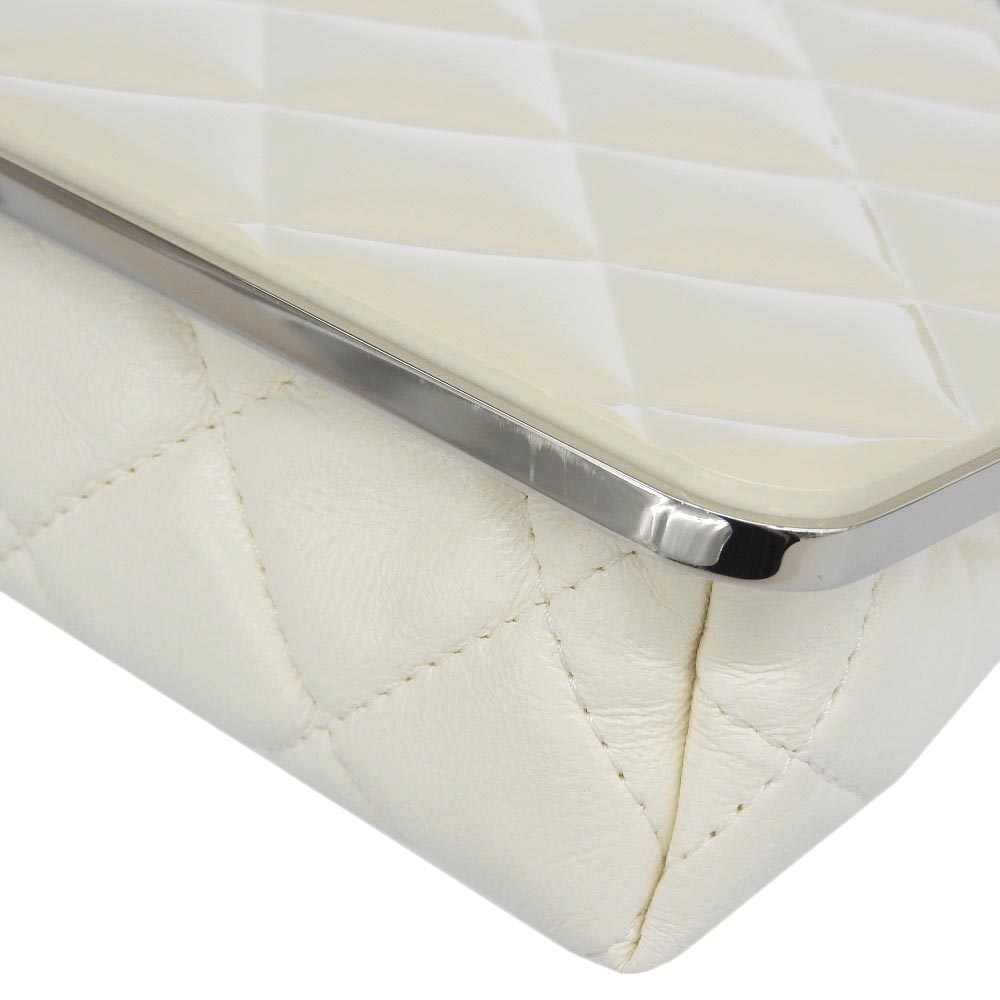 Chanel Coco Mark Chain Clutch Shoulder Bag White