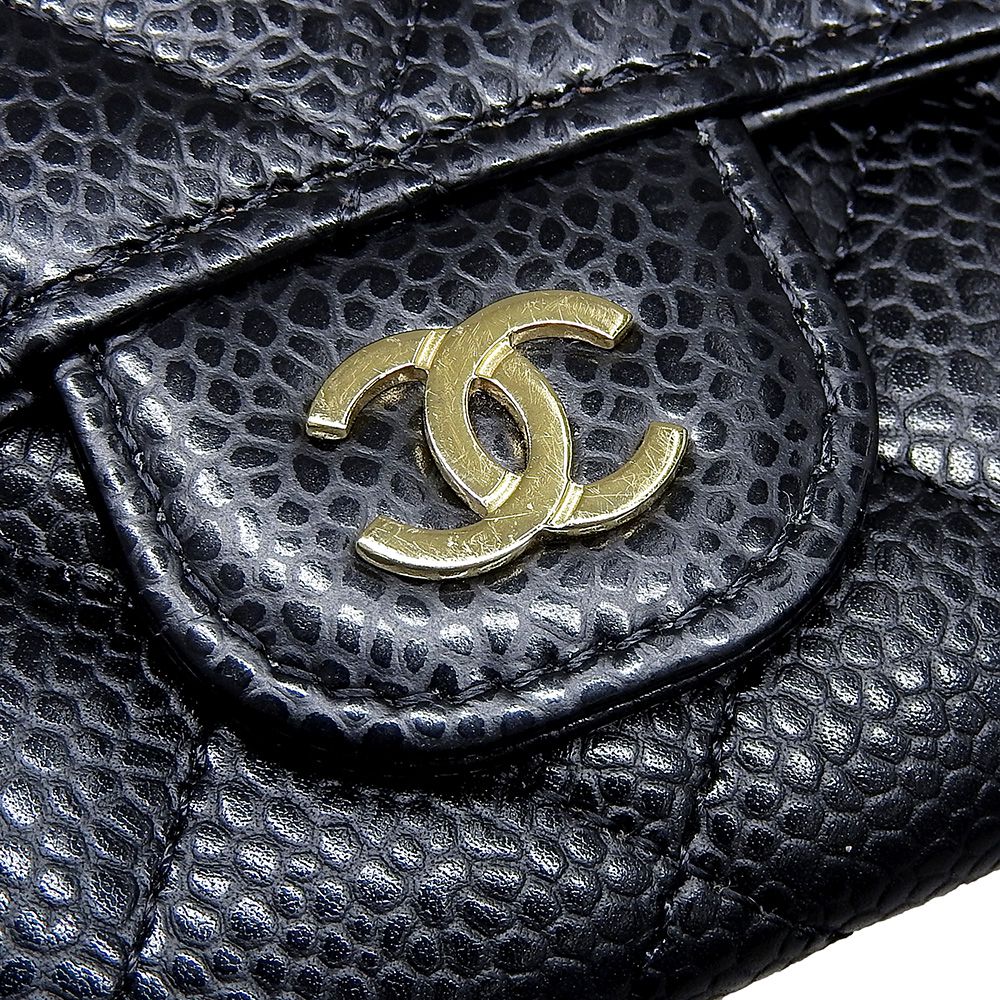 Chanel Caviar Skin Business Card Holder AP0214