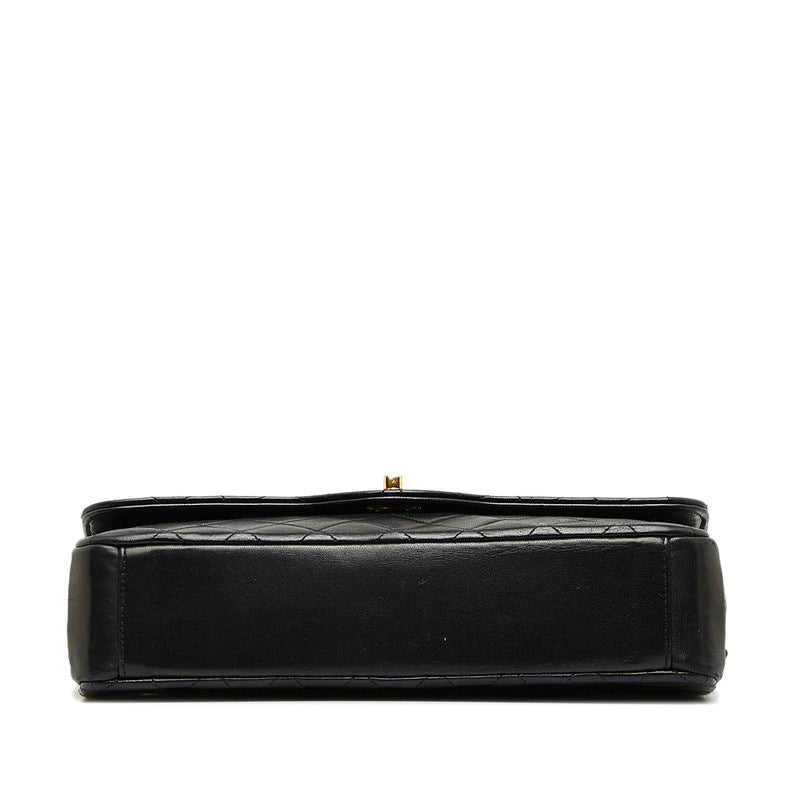 Chanel Matelasse Single Chain Shoulder Bag Black Gold Lambskin