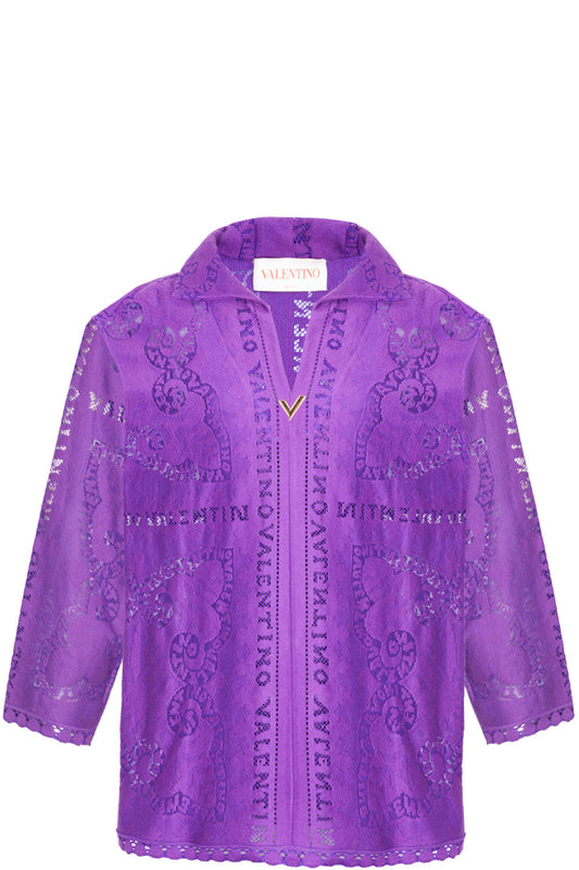 VALENTINO Mini Bandana Guipure Lace Overshirt with extra Top