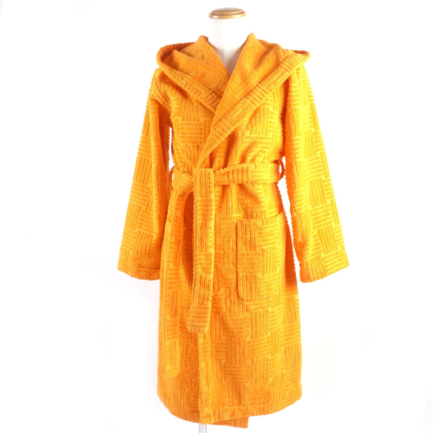 Bottega Veneta Cotton Hooded Bathrobe Orange M