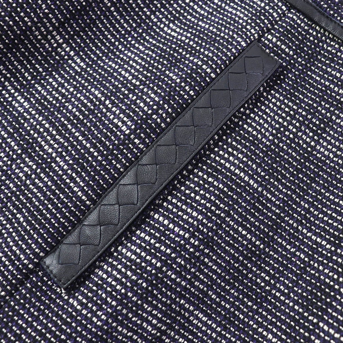 Bottega Veneta Leather Tweed Skirt Navy 44