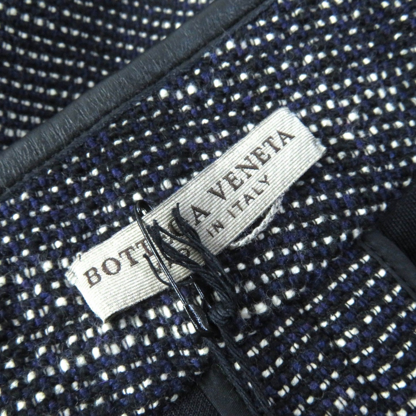 Bottega Veneta Leather Tweed Skirt Navy 44