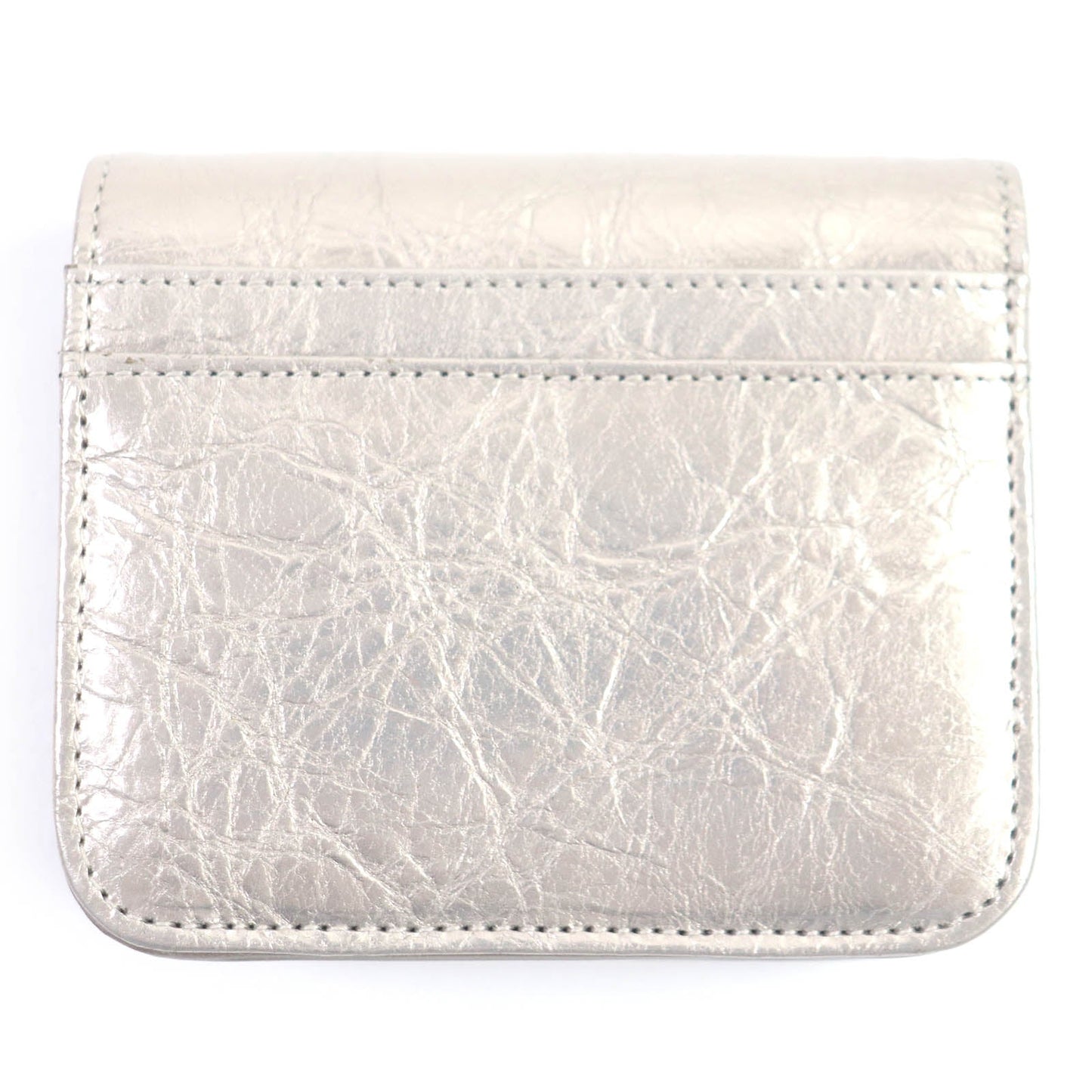 Balenciaga BB Logo Silver Leather Bifold Wallet