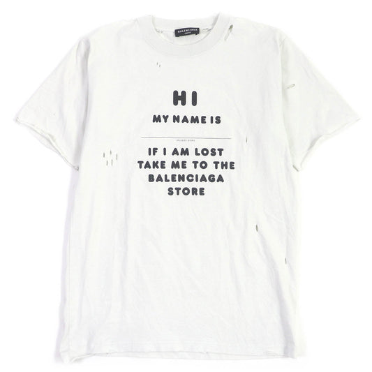 Balenciaga Cotton Destroyed T-shirt Ivory S