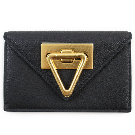 Bottega Veneta Leather Card Case Black Gold