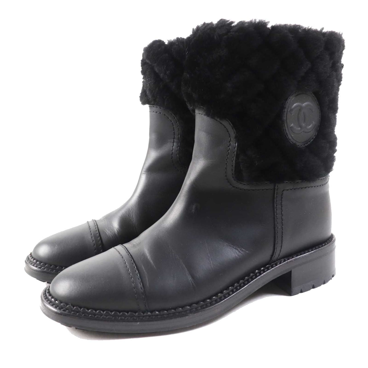Chanel Matrasse COCO Mark Fur Leather Boots