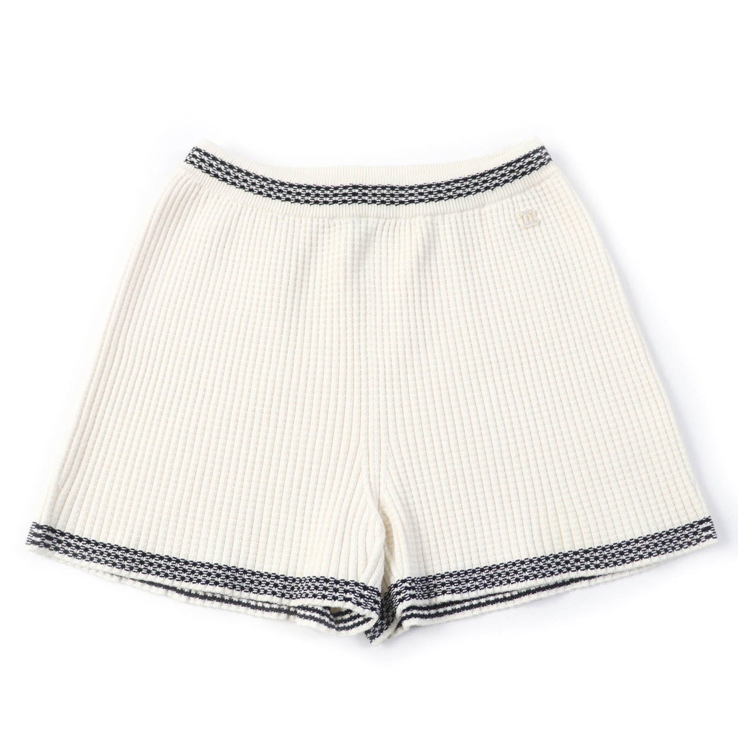 Chanel COCO Mark Silk Knit Shorts Ivory 36