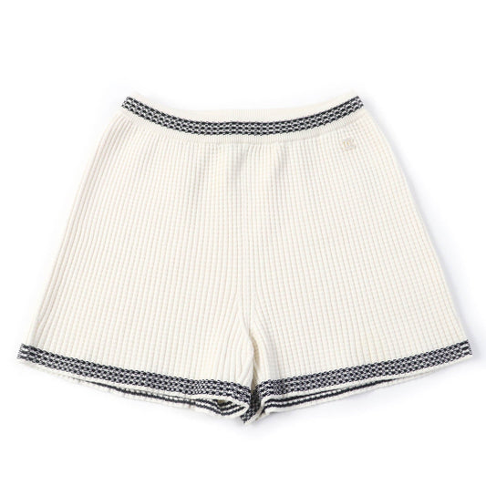 Chanel COCO Mark Silk Knit Shorts Ivory 36