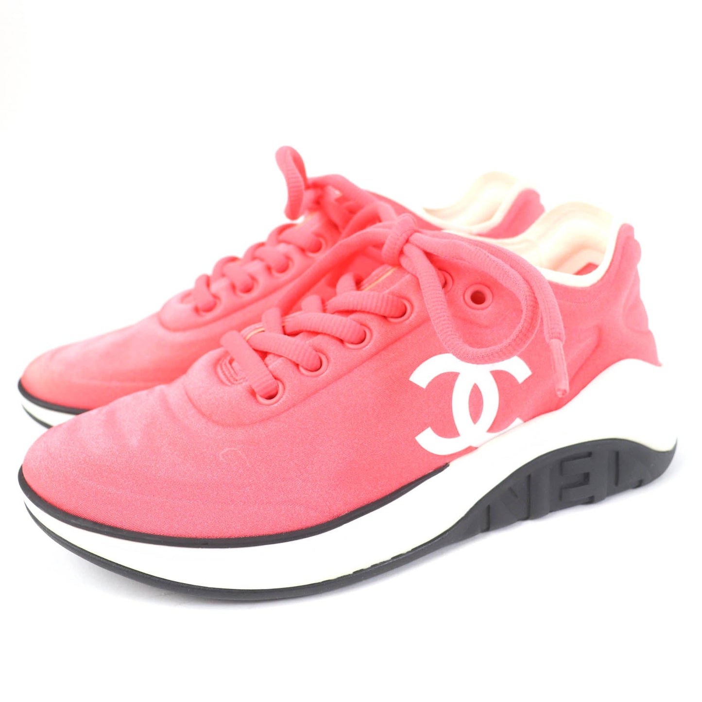 Chanel COCO Mark Lace Up Sneakers Orange