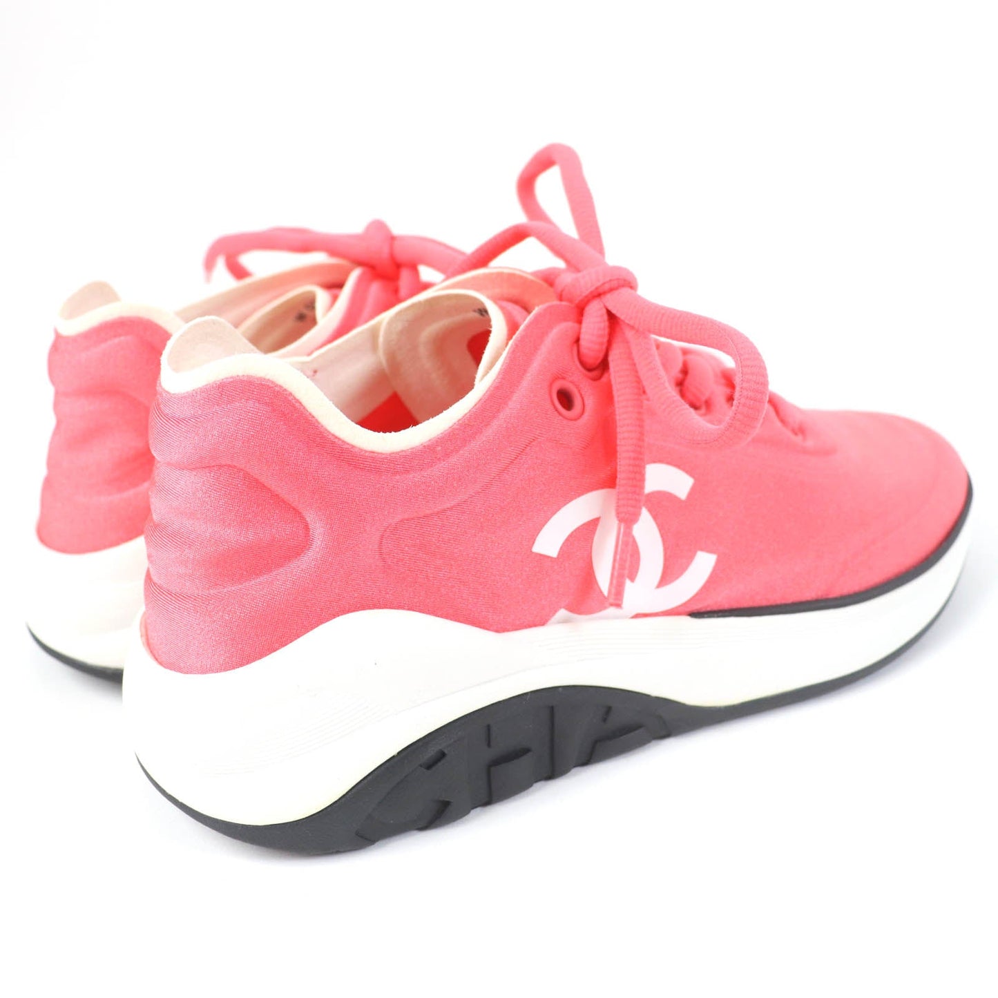 Chanel COCO Mark Lace Up Sneakers Orange