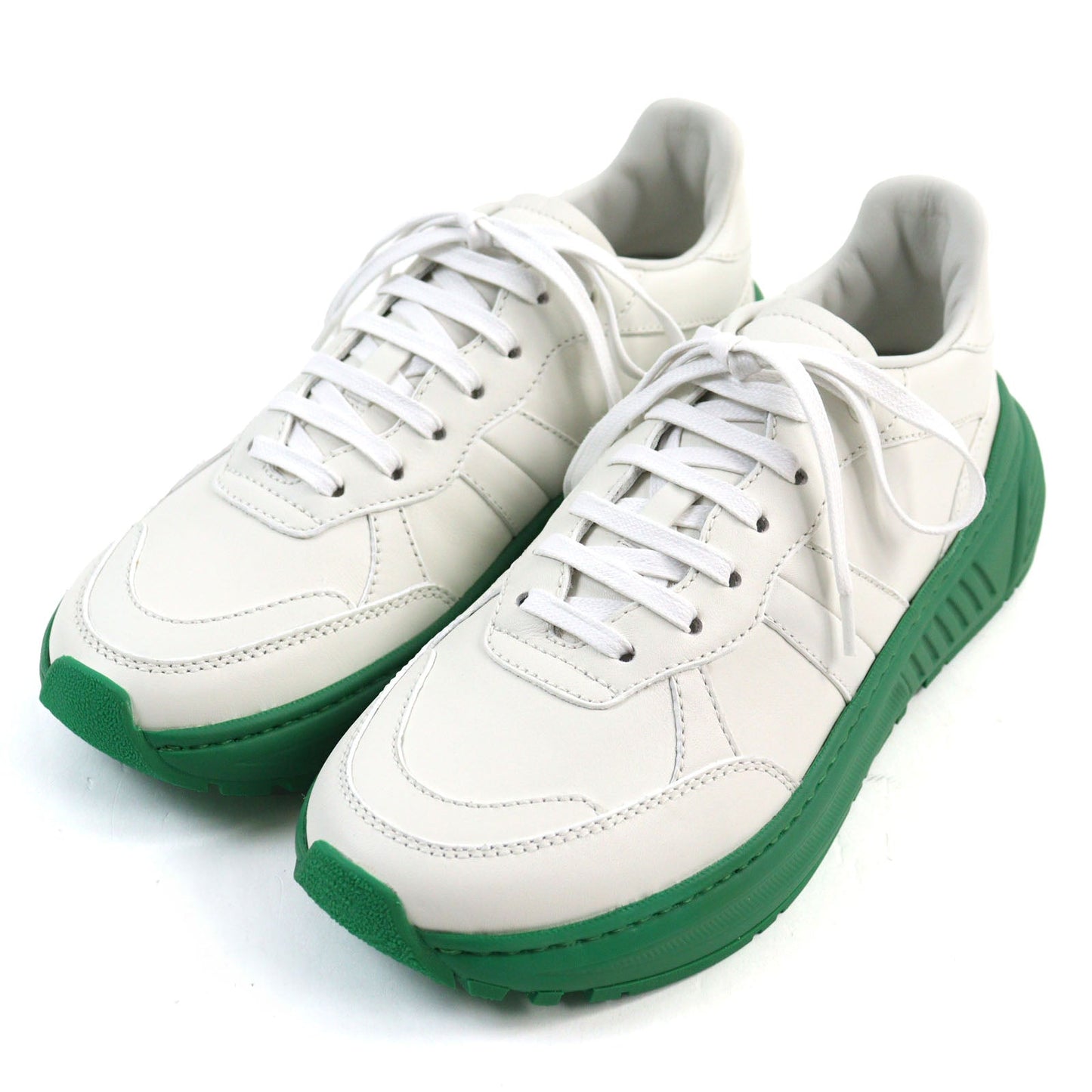 Bottega Veneta Calf Leather Sneakers White Green