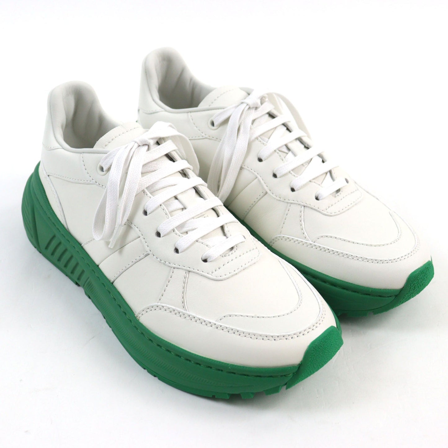 Bottega Veneta Calf Leather Sneakers White Green