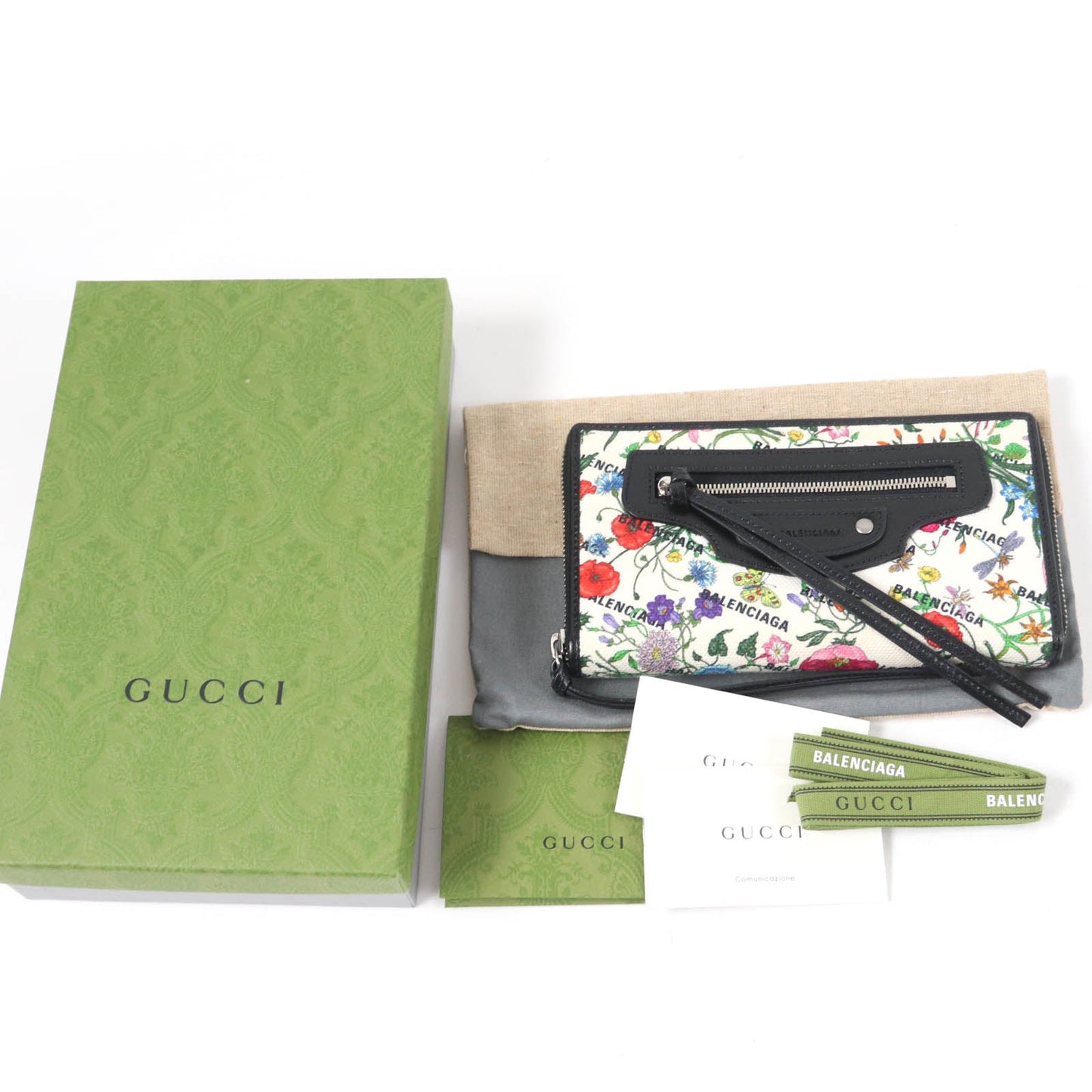 Gucci×Balenciaga Floral Leather Long Wallet
