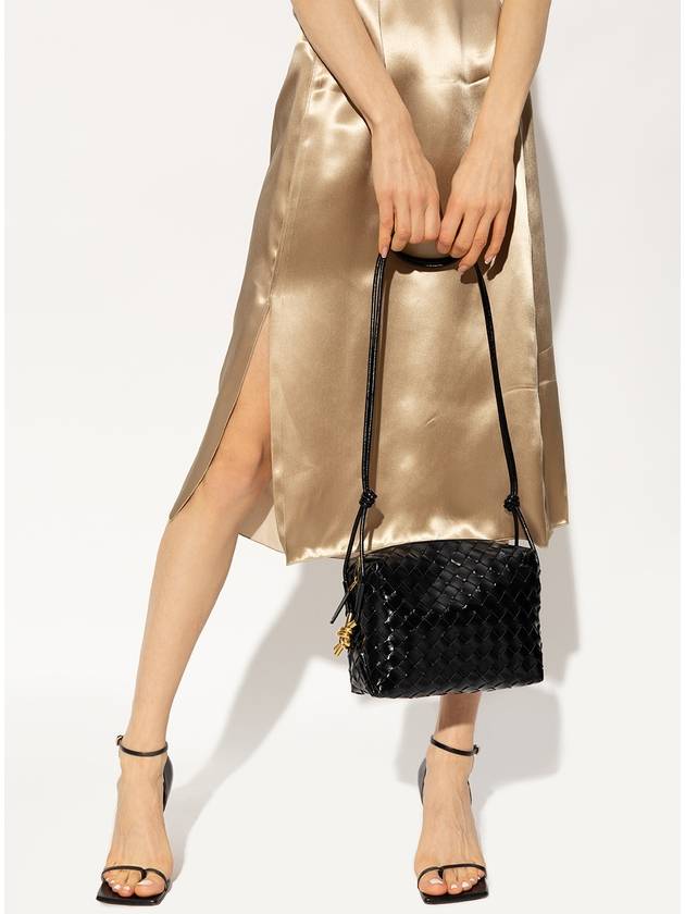 Bottega Veneta Intrecciato Small Leather Shoulder Bag Black