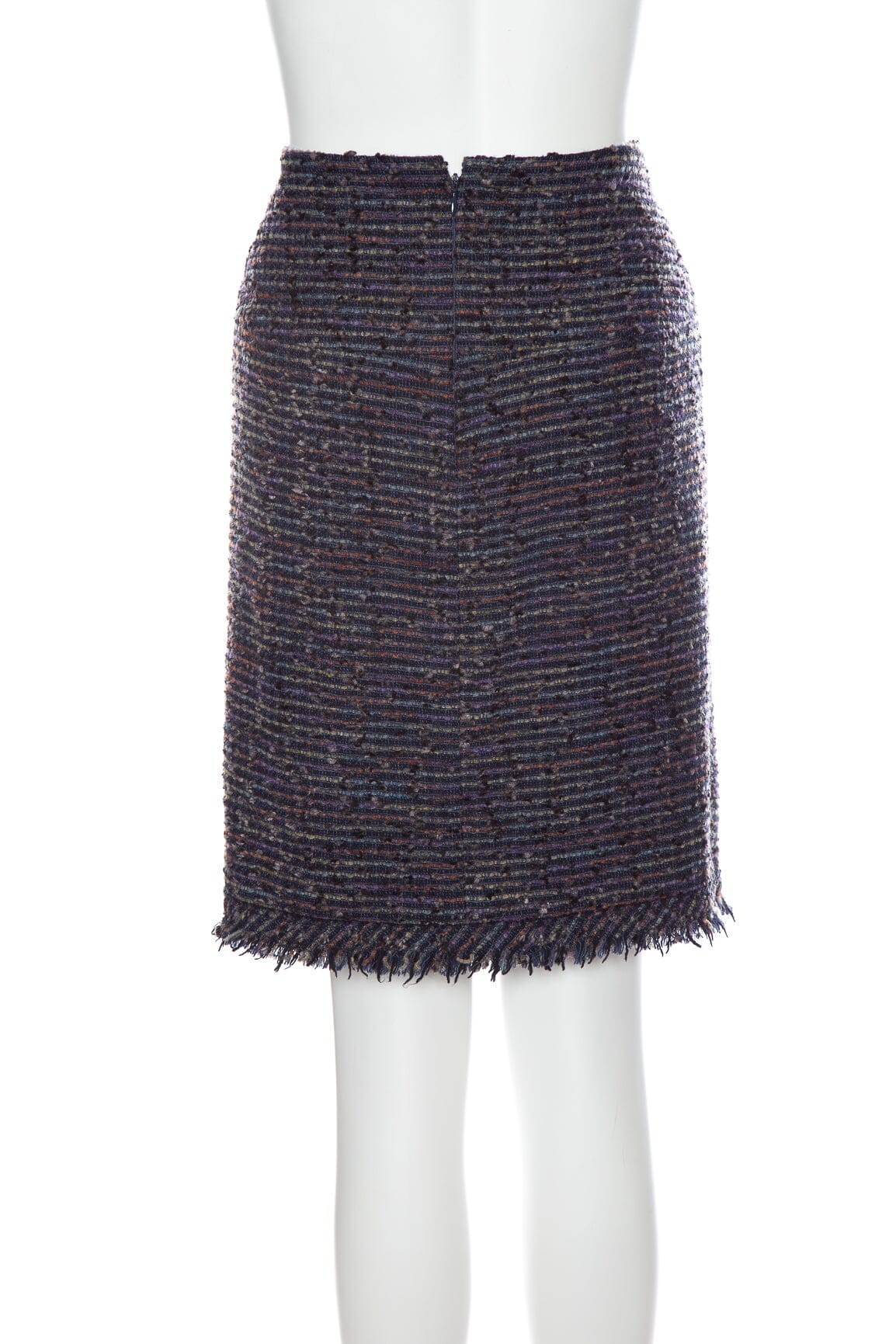 Chanel Navy Multicolor Tweed Skirt SZ 38
