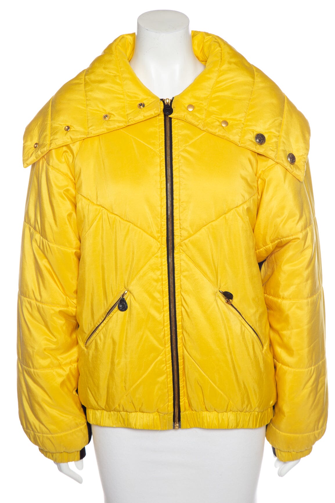 Chanel Vintage 1990s Yellow Quilted Bomber Coat SZ 38