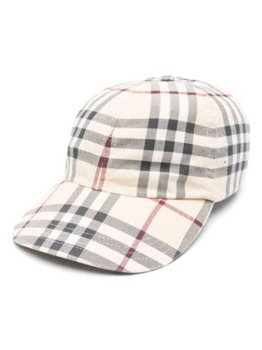 Burberry Check Pattern Cotton Ball Cap Beige