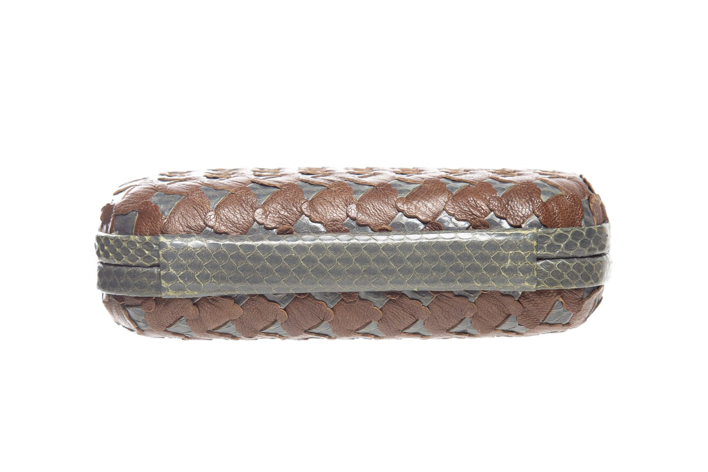 Bottega Veneta Brown and Blue Python Skin Knot Clutch