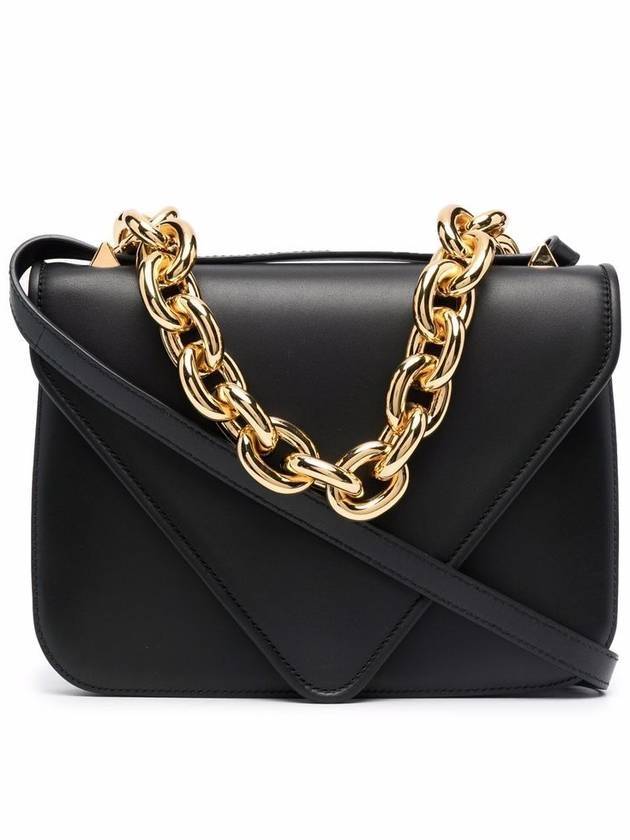 Bottega Veneta Mounted Chain Shoulder Bag Black