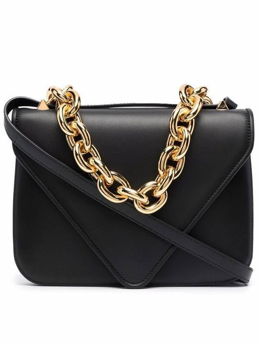 Bottega Veneta Mounted Chain Shoulder Bag Black
