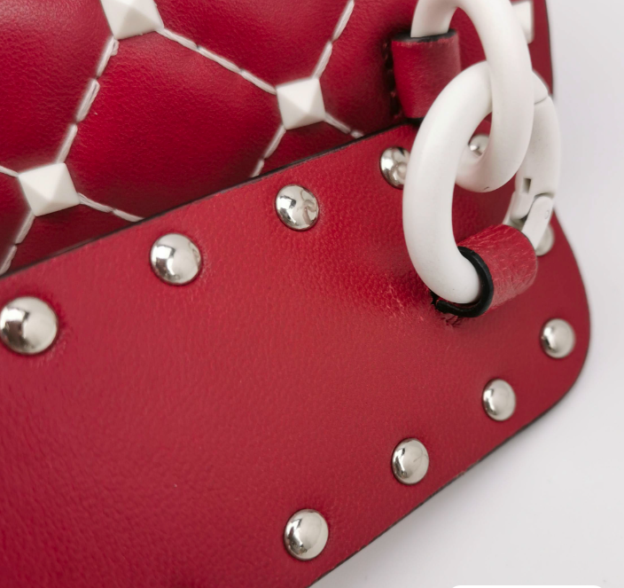 Valentino Rockstud Spike Medium 23cm Bag Red 24052678724369