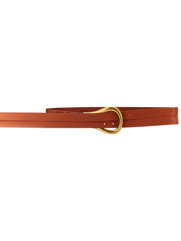 Bottega Veneta Women's Gold Horsebit Leather Belt Orange