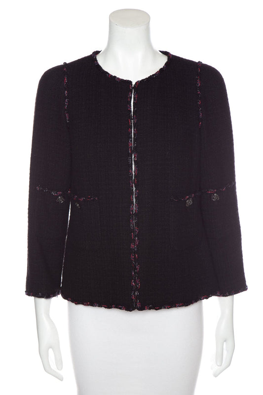 Chanel 2010 Black Embellished Trim Evening Jacket Blazer SZ 40