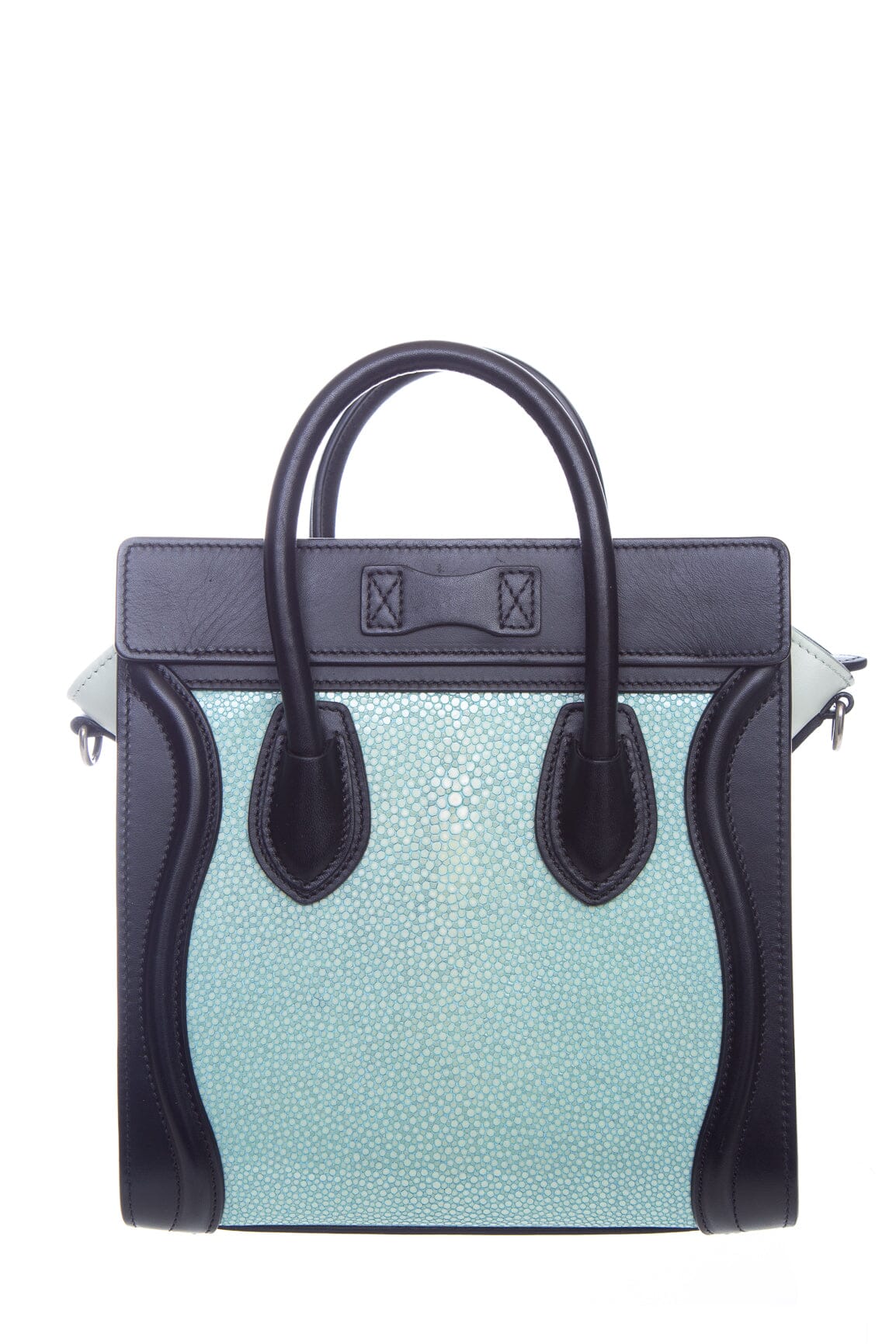 Celine Blue and Black Stingray Nano Luggage Handbag