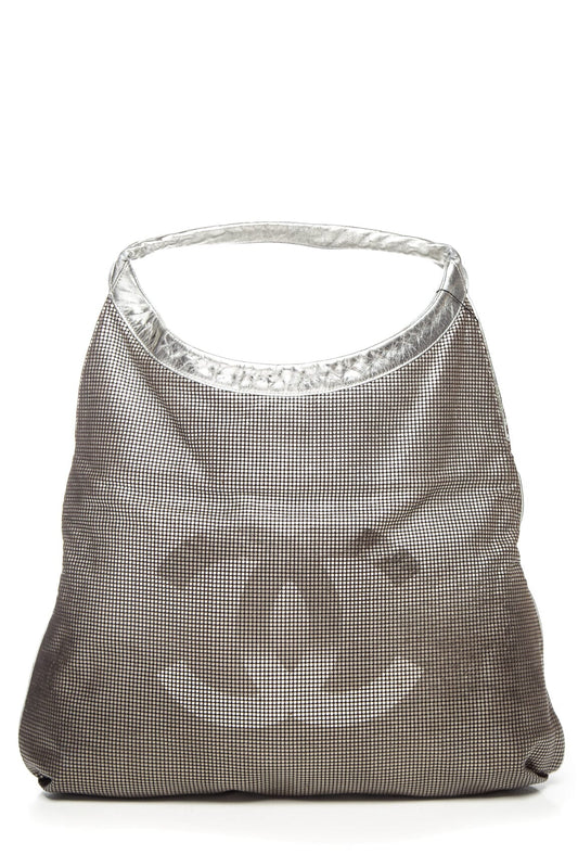 Chanel 2006/08 Silver Perforated Metallic Hollywood Hobo Handbag