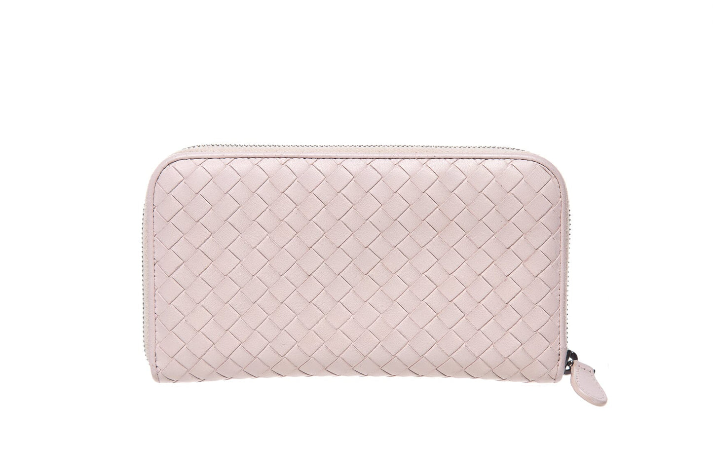 Bottega Veneta Pink Leather Intrecciato Zip Wallet