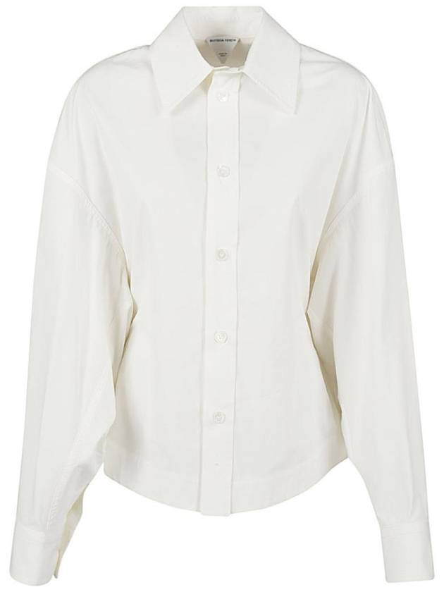 Bottega Veneta Women's Compact Cotton Long Sleeve Shirt Chalk