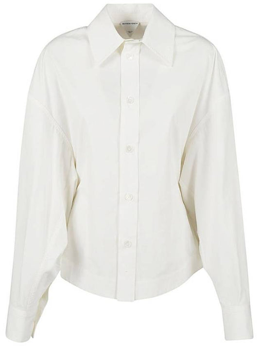 Bottega Veneta Women's Compact Cotton Long Sleeve Shirt Chalk