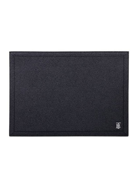 Burberry Monogram Motif Grained Leather Clutch Bag Black