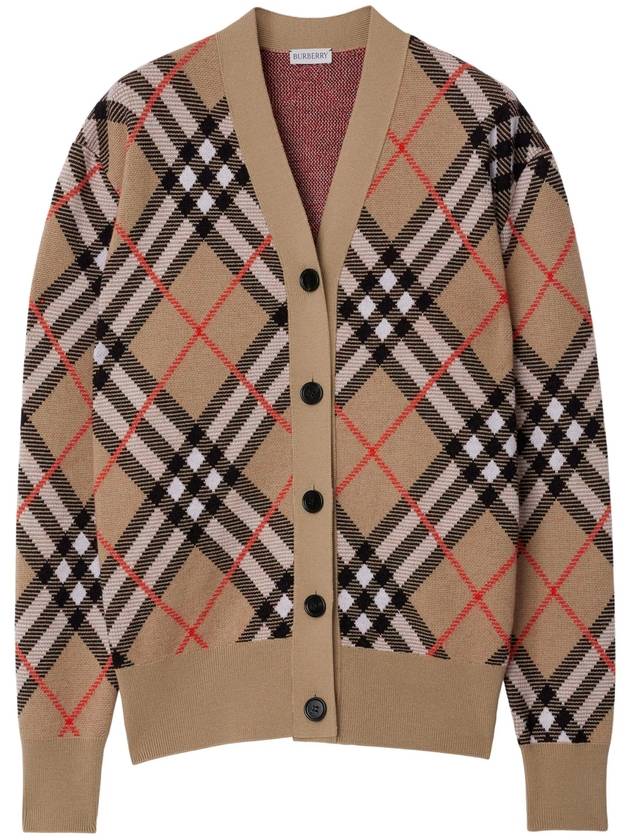 Burberry Check Wool Blend Cardigan Beige