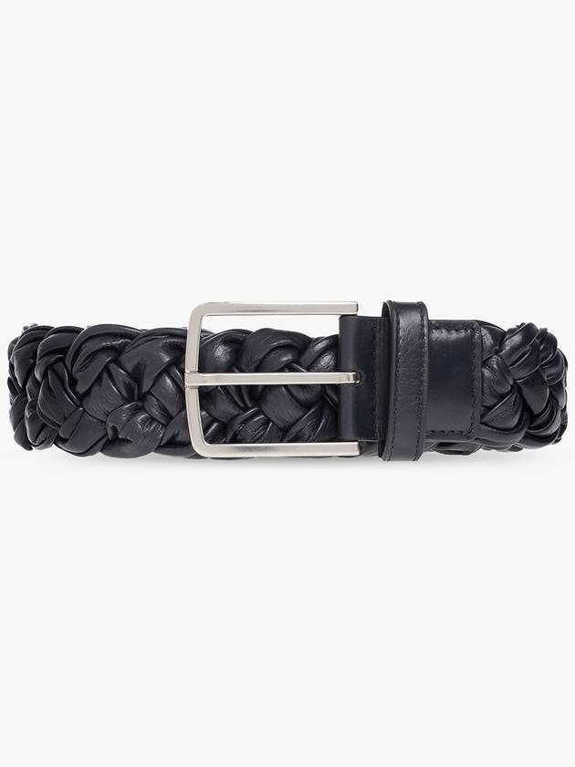 Bottega Veneta Bottega Veneta Woven Leather Belt, Men's, Navy Blue